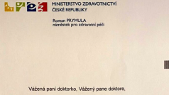 Průvodní dopis k zásilce respirátorů od ministerstva zdravotnictví