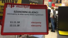 Všechny obchody, nejen ty ze sítě Carrefour, budou v neděli a v pondělí zavřené