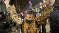 Rustaveliho třída ve městě Tbilisi, kde protestují Gruzínci proti současné vládě