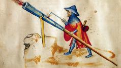 Středověká střelná zbraň zvaná píšťala v rukopisu Konrada Kyesera z roku 1405. Píšťala je podobný typ zbraně jako hákovnice