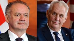 Slovenský prezident Andrej Kiska a český prezident Miloš Zeman