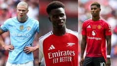 Erling Haaland, Bukayo Saka a Marcus Rashford