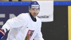 Tomáš Plekanec na tréninku české reprezentace na šampionátu v Kodani.