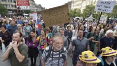 Protestující dav na Václavském náměstí