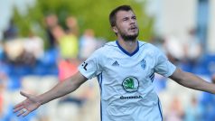 Utkání 7. kola první fotbalové ligy: FK Mladá Boleslav - Dynamo České Budějovice. Nikolaj Komličenko z Boleslavi se raduje ze vstřelené branky