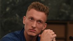 Jiří Lehečka na tiskové konferenci před kvalifikací Davis Cupu s Jižní Koreou