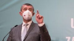 Andrej Babiš na tiskové konferenci na Ministrestvu zdravotnictví.