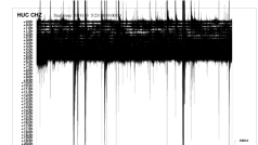 Seismogram otřesů z noci na úterý pochází ze stanice Komorní Hůrka.