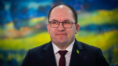 Ministr zemědělství Marek Výborný (KDU-ČSL) na tiskové konferenci ke stavbě přehrady Nové Heřminovy