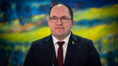 Ministr zemědělství Marek Výborný (KDU-ČSL) na tiskové konferenci ke stavbě přehrady Nové Heřminovy