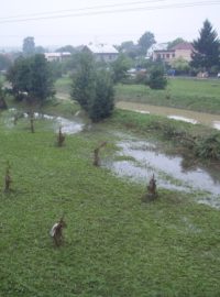 Odstraňování povodňových škod v Jeseníku nad Odrou