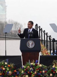 Barack Obama při projevu