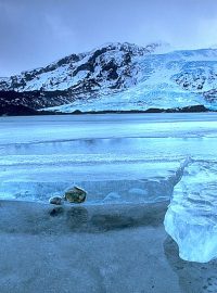 Gigjökull, ledovec pod sopkou Eyjafjallajökull