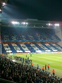 Liga mistrů - Kodaň - Chelsea, atmosféra na stadionu v Kodani