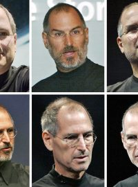 Steve Jobs na fotografiích z let 2000, 2003, 2005 (nahoře) a 2006, 2008, 2009 (dole)