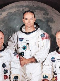 Posádka Apolla 11. Zleva: N. Armstrong, M. Collins a E. Aldrin.