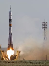 Start Sojuzu z kosmodromu Bajkonur