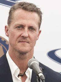 Michael Schumacher na tiskové konferenci v Praze