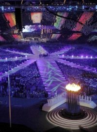 Pohled na stadion při závěrečném ceremoniálu LOH