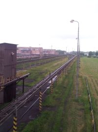Překladiště rud v Hanisce u Košic, konec širokorozchodné tratě z ukrajinských hranic