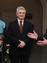 Novoroční oběd prezidenta Václava Klause s předsedy obou komor parlamentu Miroslavou Němcovou a Milanem Štěchem