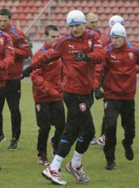 Hráči české fotbalové reprezentace trénovali 18. března v Praze před kvalifikačními zápasy s Dánskem a Arménií.