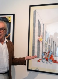 Britský karikaturista Gerald Scarfe před zahájením výstavy Pink Floyd v Praze