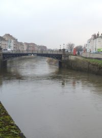 Povodně v Somersetu v jihozápadní Anglii. Město Bridgwater