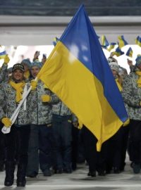 Ukrajinská výprava při zahajovacím ceremoniálu olympijských her v Soči