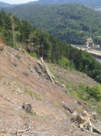 Horní Žleb u Děčína, sanace svahu. Odborníci začali zajišťovat místo odkud se skála utrhla