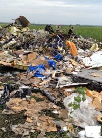 Trosky letadla Malajsijských aerolinií sestřeleného nad východní Ukrajinou