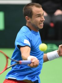 Lukáš Rosol při dnešním daviscupovém utkání s Australanem Bernardem Tomicem