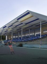 Vizualizace – Kladno se chystá zastřešit tribunu na sportovišti Sletiště