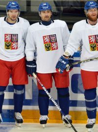 Michal Birner (vlevo) vedle Tomáše Plekance a Jakuba Voráčka