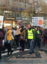 Nejsem límec, hlásal transparent s liškou. Aktivisté v Praze požadovali zákaz kožešinových farem