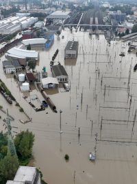 Zaplavená městská část Ostrava-Mariánské Hory, Ostrava-Přívoz, kde je hlavní nádraží