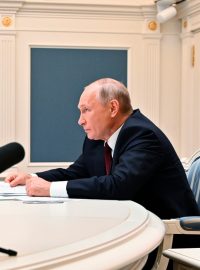 Videokonference prezidentů Ruska a Číny Vladimira Putina a Si Ťin-pchinga