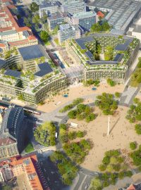 Ptačí pohled na dostavbu 4. kvadrantu, tým 11: MVRDV (NL)