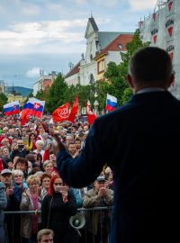 Protesty proti vládním opatřením proti koronaviru v Košicích. Na snímku Robert Fico