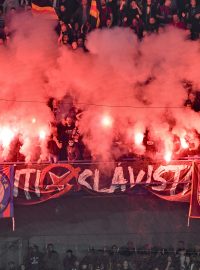 Fanoušci Sparty během utkání 14. kola první fotbalové ligy: AC Sparta Praha - SK Slavia Praha