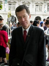 Demonstrace se zúčastnil i Hayato Okamura (KDU-ČSL).