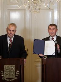 Prezident Miloš Zeman pověřuje Andreje Babiše sestavením vlády