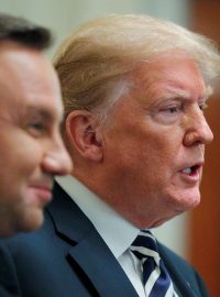 Americký prezident Donald Trump a jeho polský protějšek Andrzej Duda při společném setkání (září 2018)