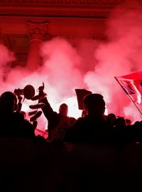 Sobotní demonstrace v srbské metropoli Bělehradu.