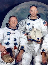 Posádka Apolla 11: (zleva) Neil A. Armstrong, Michael Collins a Edwin Aldrin (foto z července 1969)