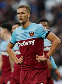 Tomáš Souček ve svém prvním startu za West Ham 1. února proti Brightonu