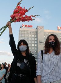 Protestující proti výsledkům běloruských prezidentských voleb