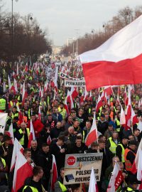 Protesty polských farmářů ve Varšavě