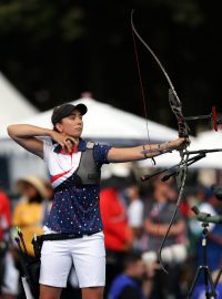 Lukostřelkyně Marie Horáčková při kvalifikaci na olympijských hrách v Paříži