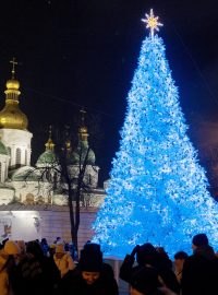 Vánoční strom na Sofijském náměstí v Kyjevě